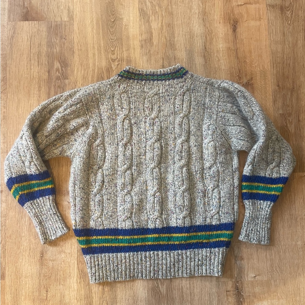 Vintage Christopher Fischer Cable Knit Sweater with Striped Accents - Picture 4 of 8